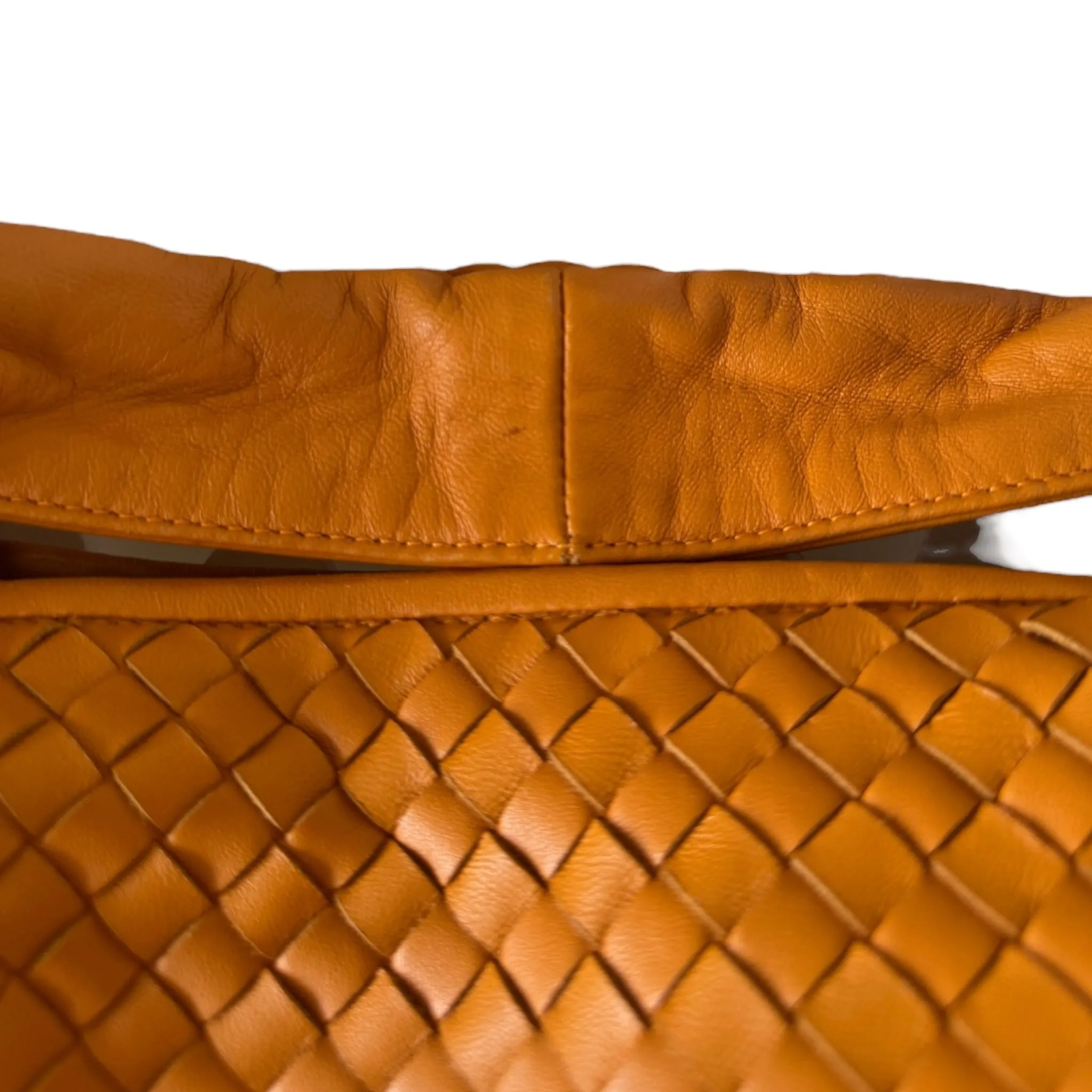 PRE-OWNED Orange Veneta Hobo Intrecciato Nappa Small Shoulder Bag