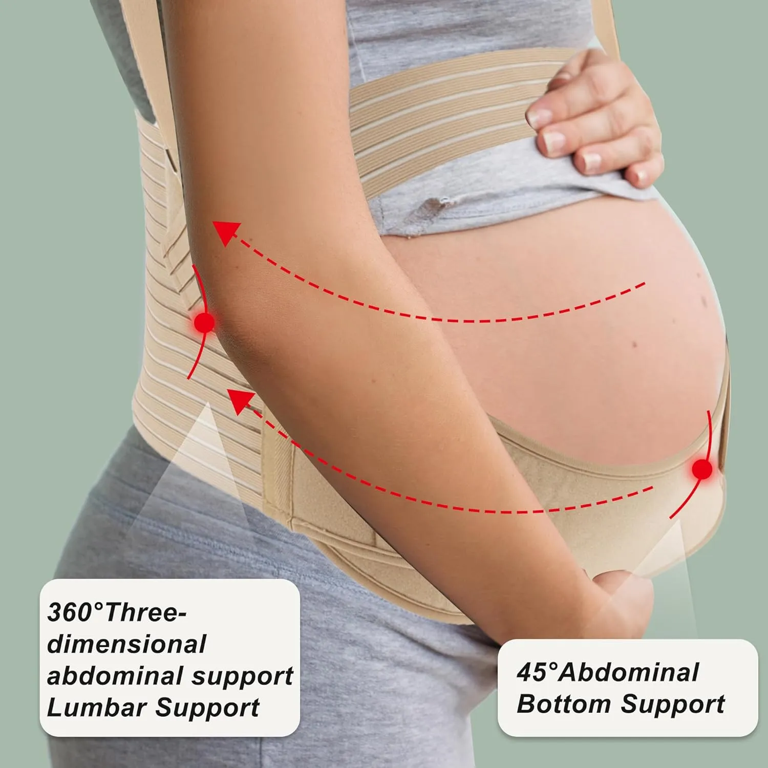 Pregnancy Belly Band, Shoulder Strap Belly Support Brace, Pregnancy Support Belt, Lightweight Abdominal Binder, for Abdomen, Flesh Color, Large, 1 Set
