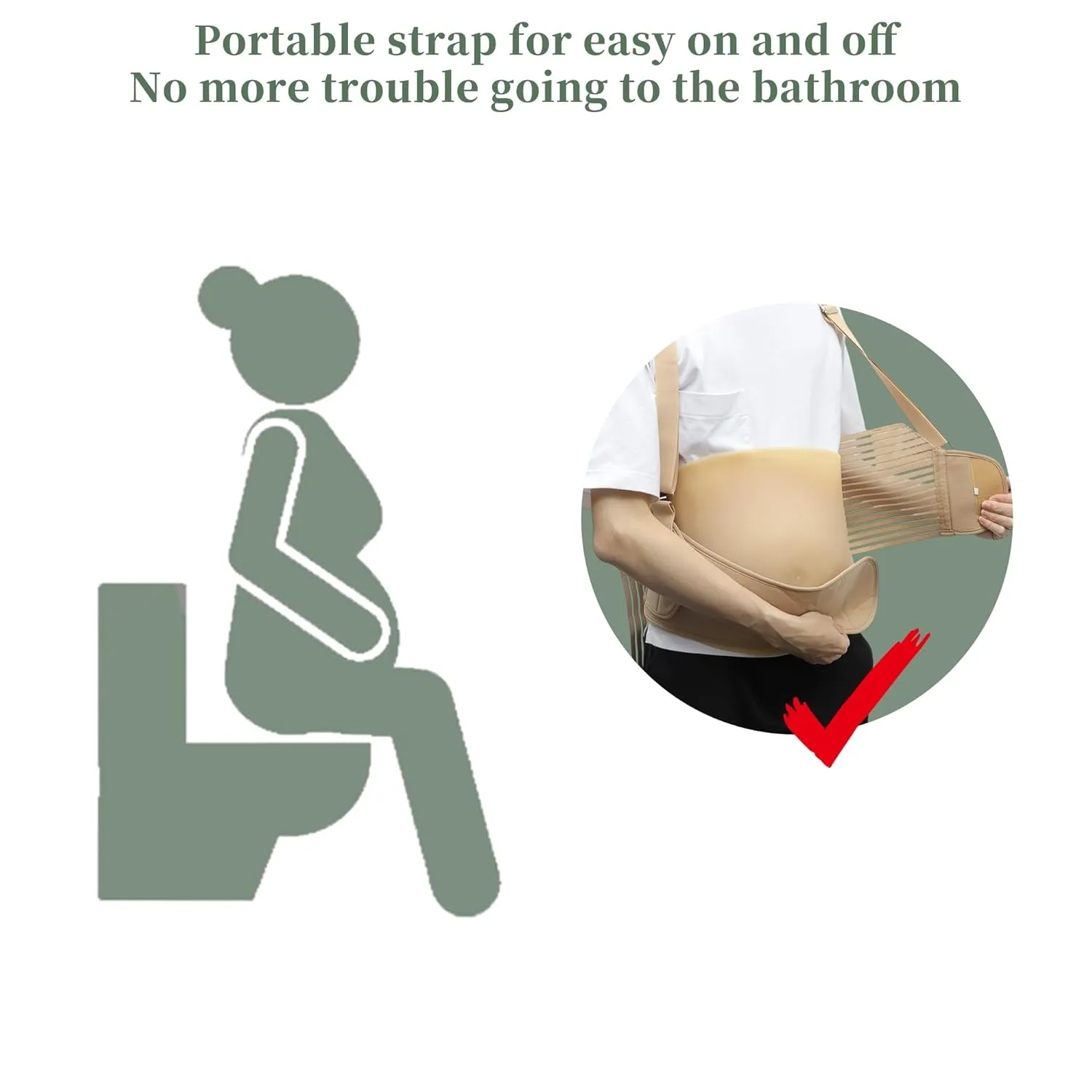 Pregnancy Belly Band, Shoulder Strap Belly Support Brace, Pregnancy Support Belt, Lightweight Abdominal Binder, for Abdomen, Flesh Color, Large, 1 Set