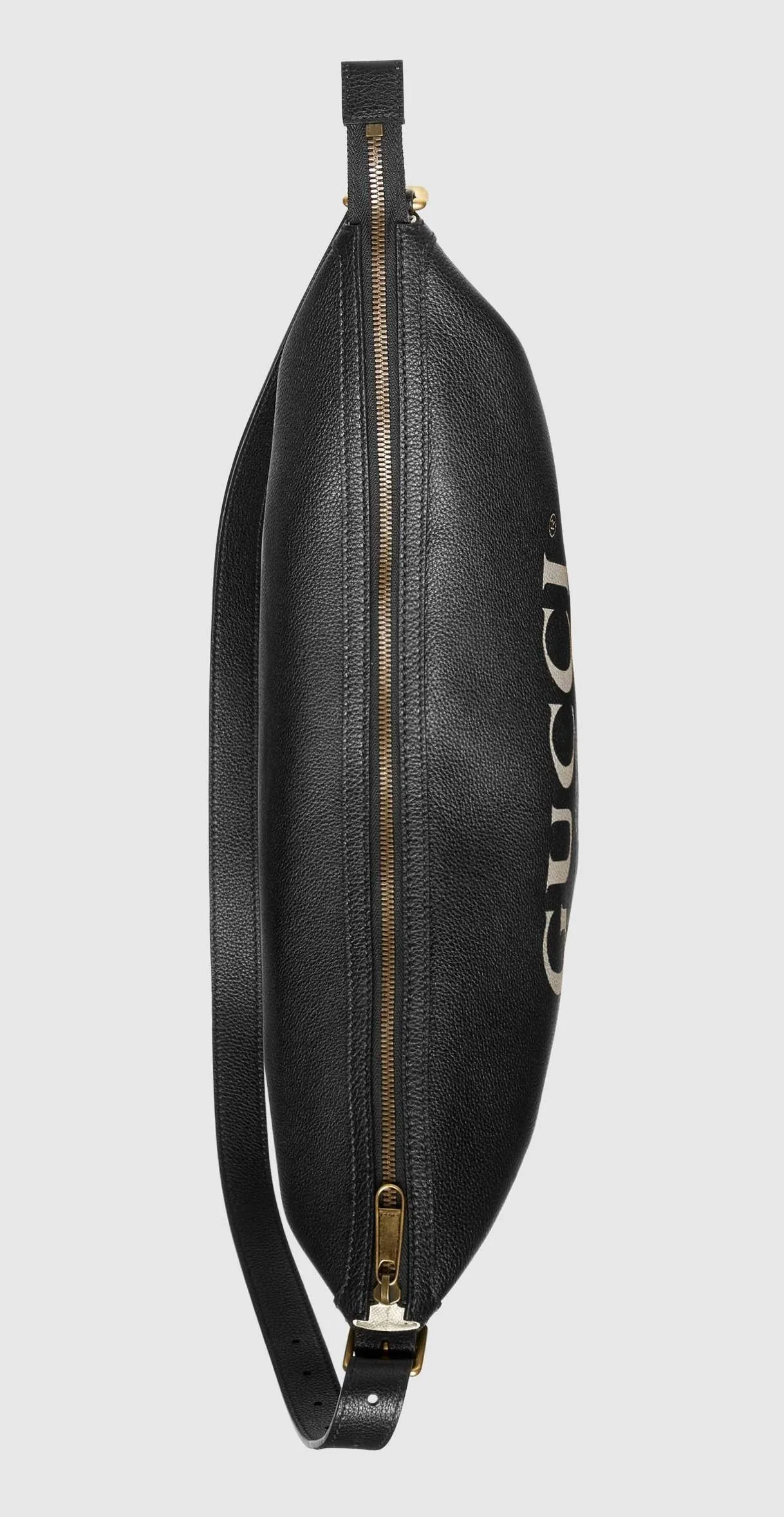 Print Half-Moon Hobo Bag, Black
