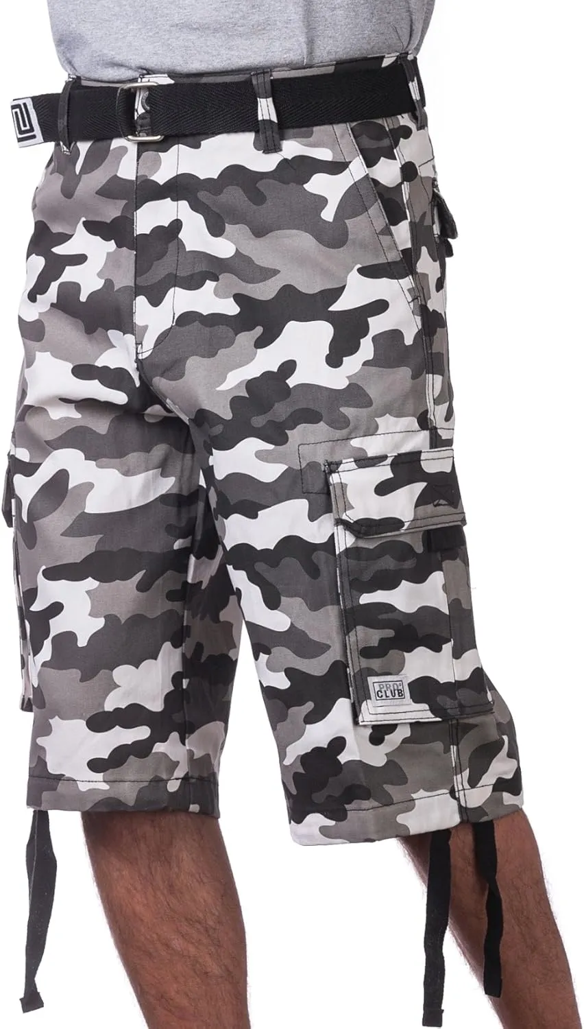 Pro Club Men's Cotton Twill Cargo Shorts with Belt - Regular and Big & Tall Sizes