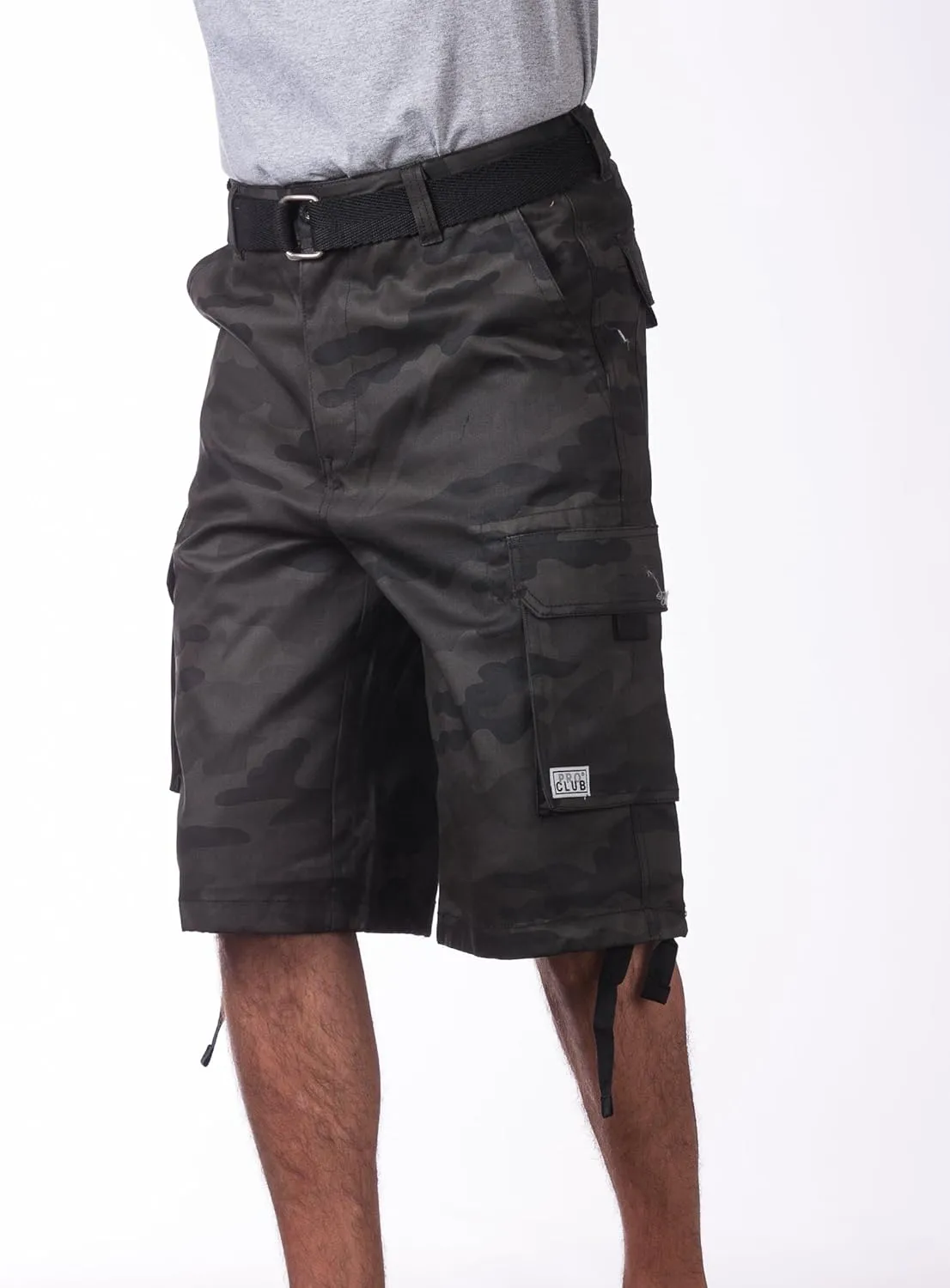 Pro Club Men's Cotton Twill Cargo Shorts with Belt - Regular and Big & Tall Sizes