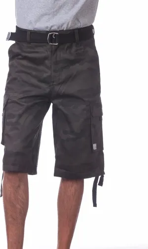 Pro Club Men's Cotton Twill Cargo Shorts with Belt - Regular and Big & Tall Sizes