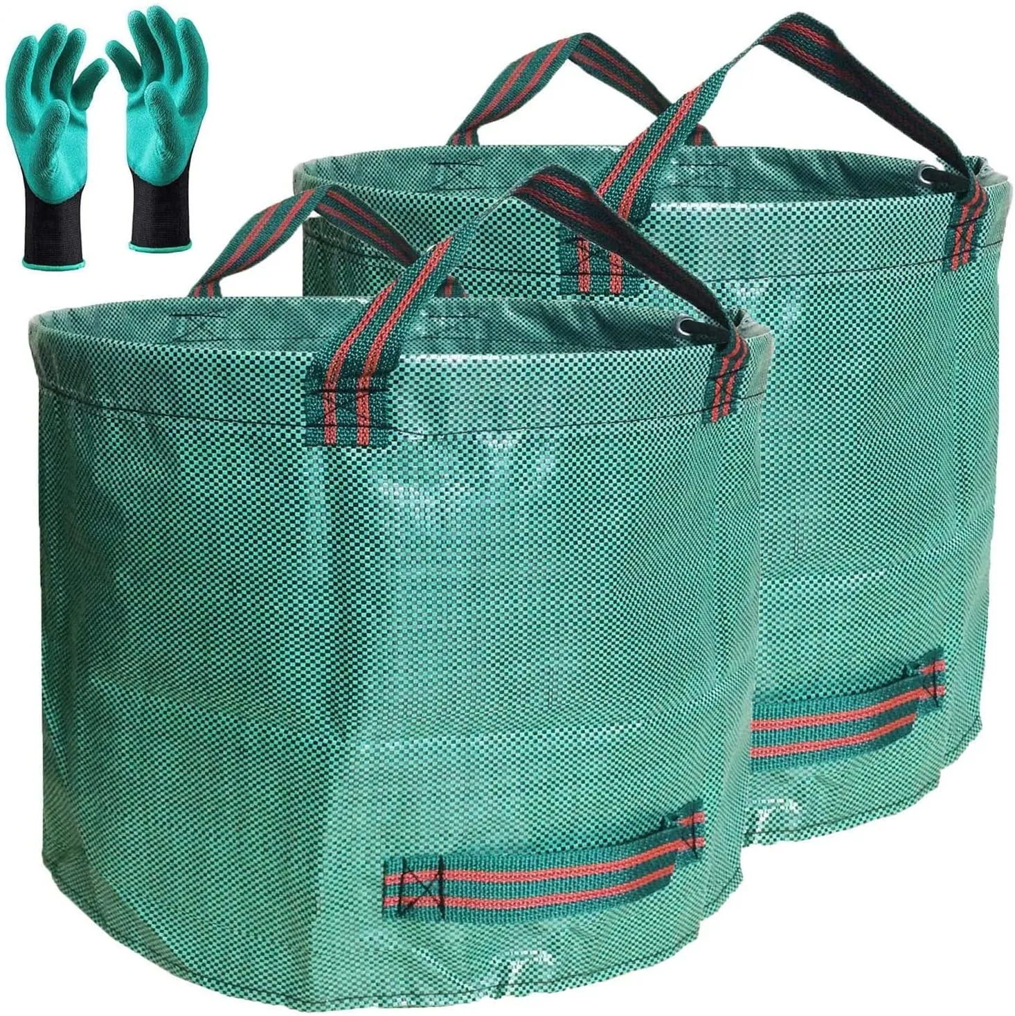 Professional 2-Pack 72 Gallon Big Yard Garden Bags (D26, H30 inch) with Gardening Gloves for Yard Waste,Debris Bag,Leaf Bags,Recycle Bin,Camping Trash Container,Lawn Weed,Grass Clippings Bag 4 Handles