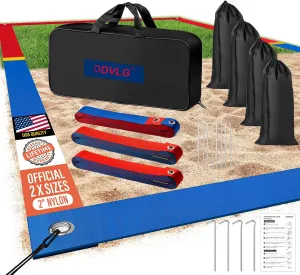 Professional Beach Volleyball Lines for Sand, 2" Nylon | Ultra-Visible Marking | Weather-Enduring, with Metal Anchors & Sandbags, Standard Sizes - 26.3' x 52.6' or 30' x 60'