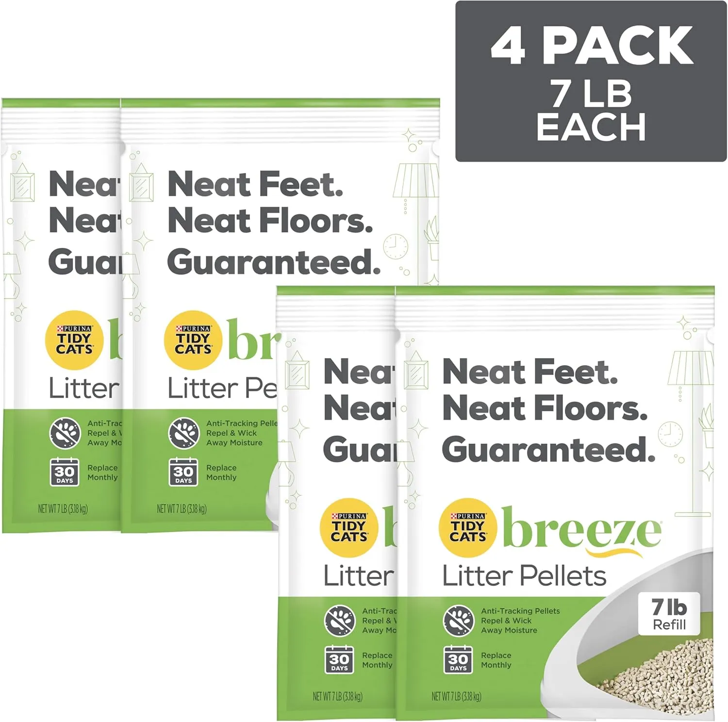 Purina Tidy Cats Litter Pellets, Breeze Refill Litter Pellets in Recyclable Box - (4) 7 lb. Bags