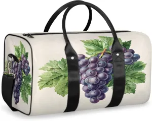Purple Grape Travel Duffle Bag, Sports Gym Bags for Women Men, Carry On Weekender Overnight Workout Airplane Trips Bag