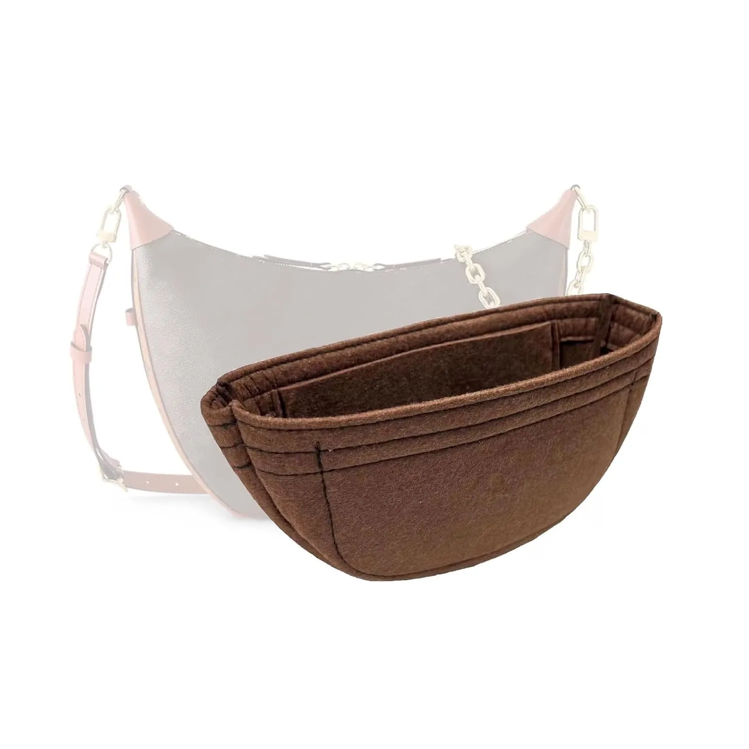 Purse Organizer for Lv Loop Hobo Bag Insert, Lv Loop Hobo GM Bag Organizer, Handmade 2mm Premium Felt Snug Sturdy Gold Zipper (For Loop Hobo GM, Hot Magenta)