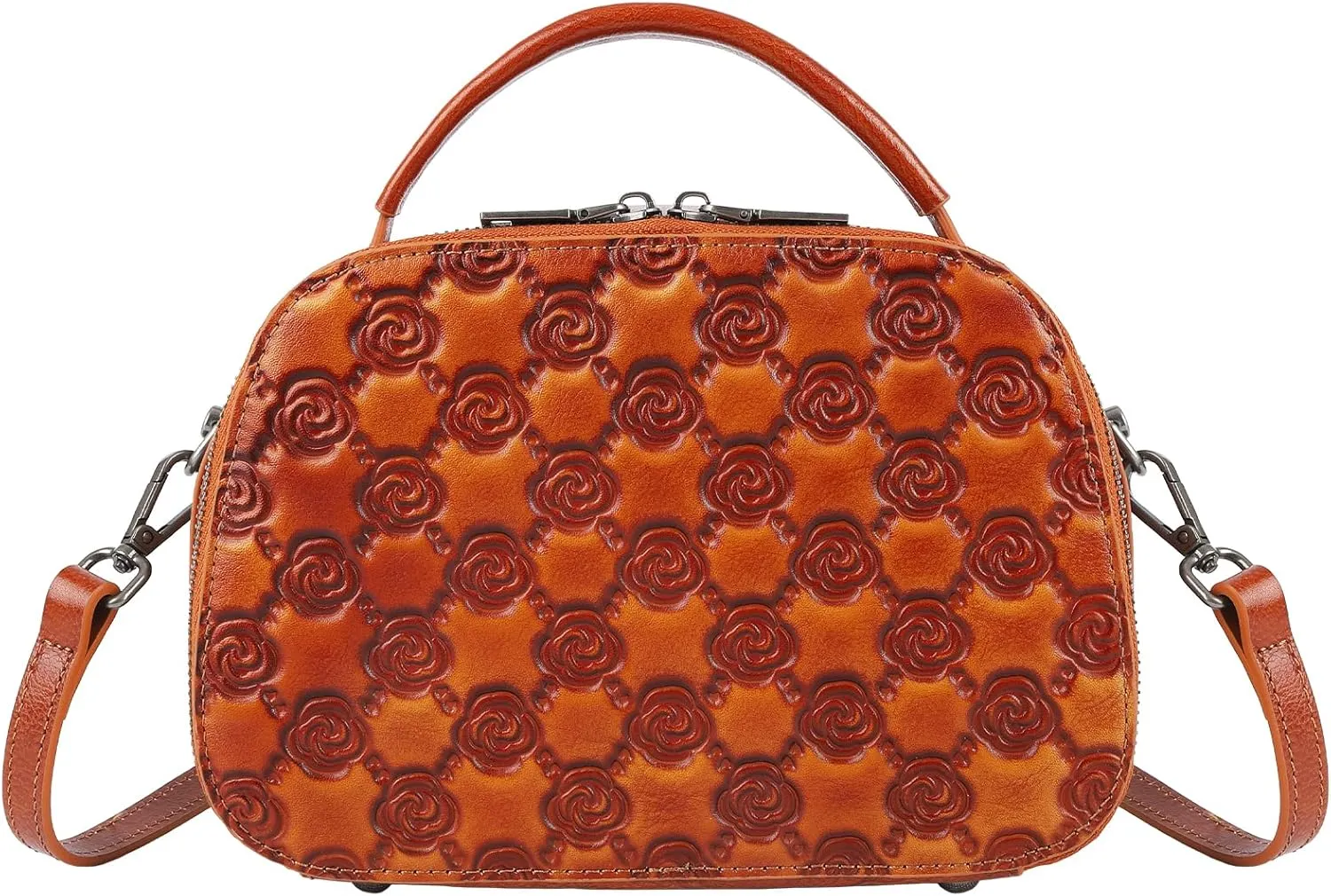 Purses for Women Genuine Leather Satchel Handbags Hand Painted Retro Top Handle Bags