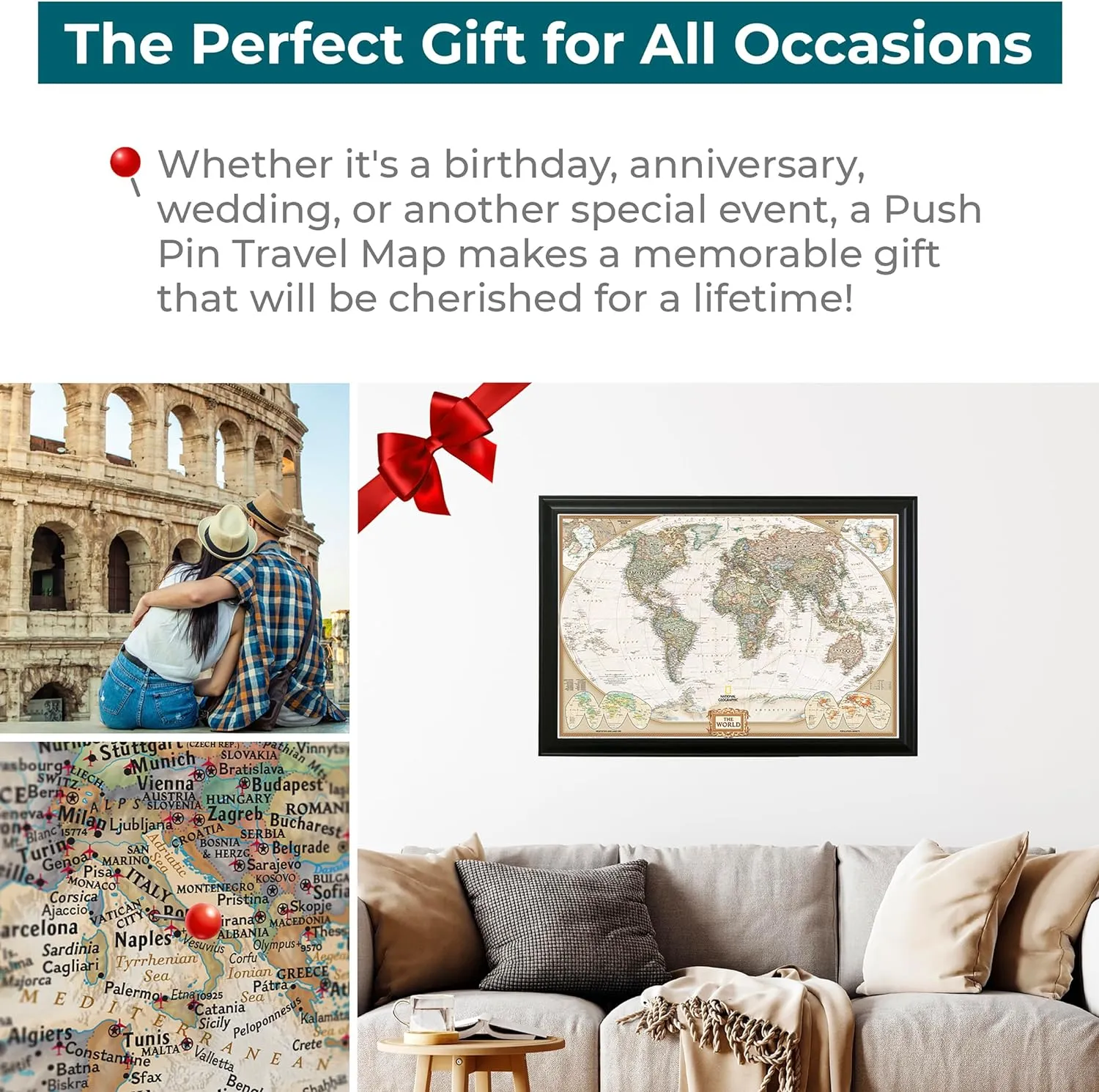 Push Pin Travel Maps Customizable Wall Art - Executive World - Black Frame - Framed Pin Map, Includes 150 Pins - Handcrafted in USA - 27.5" x 39.5"