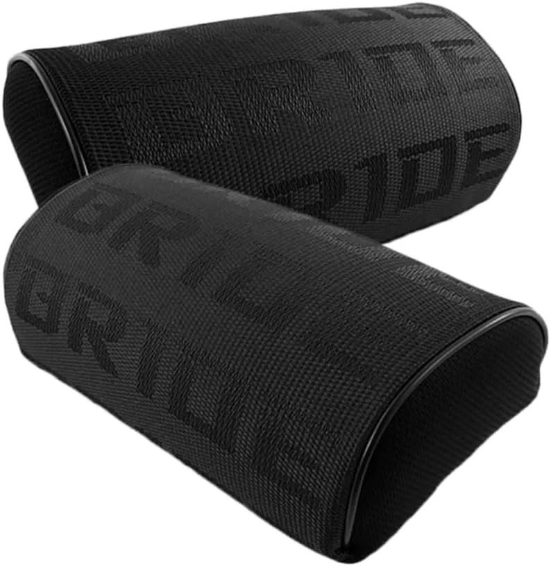 Q1-TECH, 2PCS JDM Bride Recaro Racing Gradation for Car Seat Neck Rest Headrest Pillow Fabric Bucket seat Material (Bride/Black)