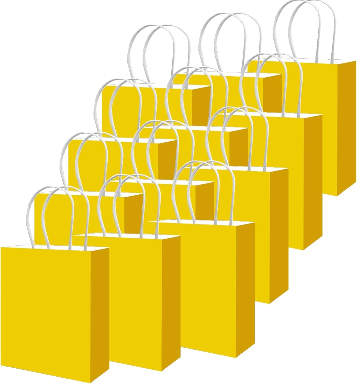 qiqee 100PCS Gift Bag with Handles Bulk Bright Yellow Paper Bags Assorted Sizes(33pcs Large 13",33pcs Medium 11",34pcs Small 8")