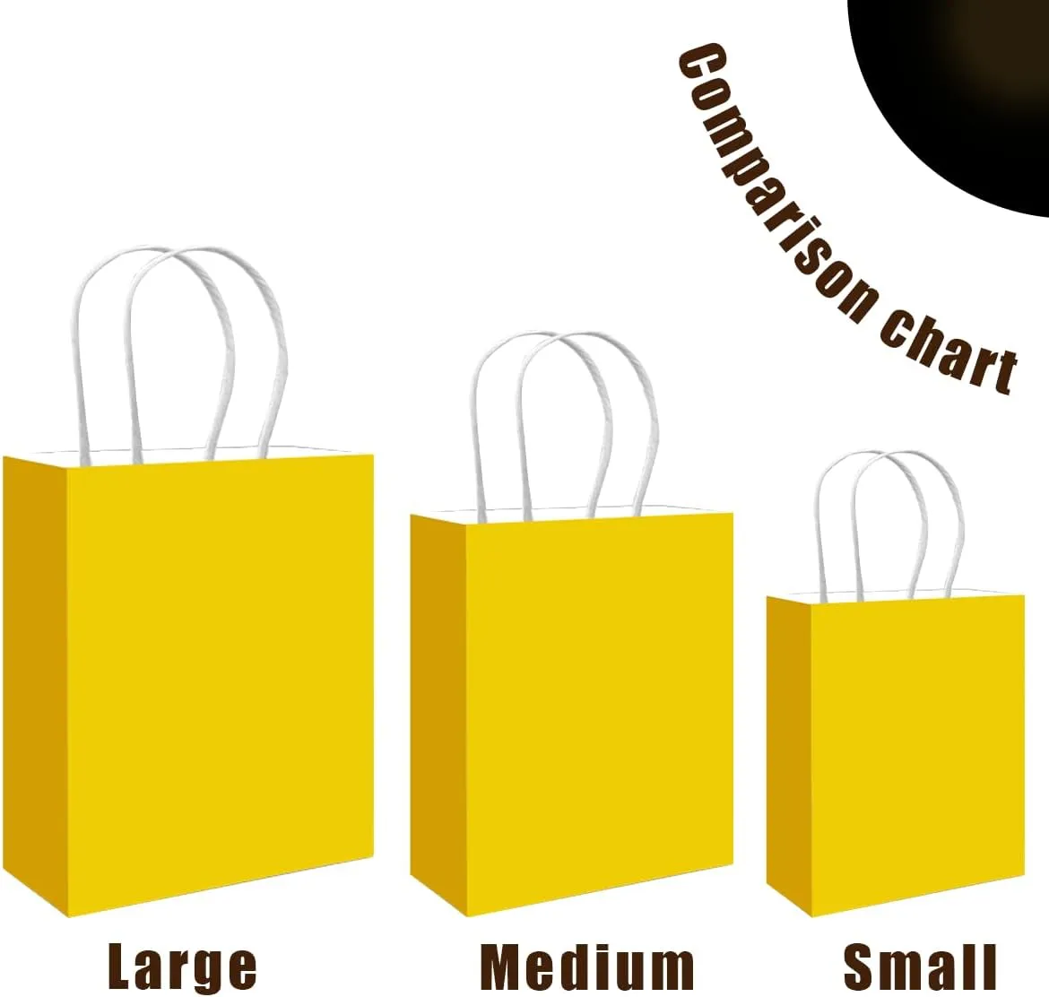 qiqee 100PCS Gift Bag with Handles Bulk Bright Yellow Paper Bags Assorted Sizes(33pcs Large 13",33pcs Medium 11",34pcs Small 8")