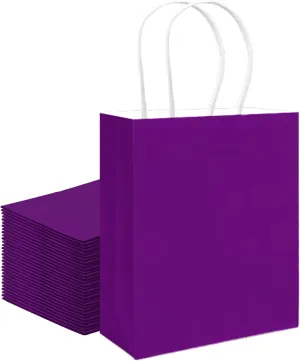 qiqee 30PCS Medium Gift Bag with Handles Bulk 11"x5"x8" Gift Bags Green Lotus Purple Bags Multiple Uses (Medium Size)