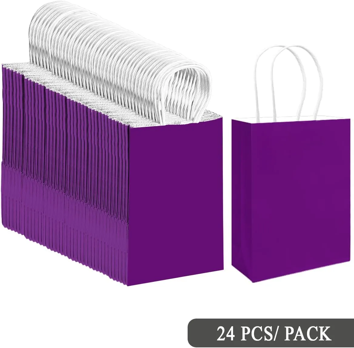 qiqee 30PCS Medium Gift Bag with Handles Bulk 11"x5"x8" Gift Bags Green Lotus Purple Bags Multiple Uses (Medium Size)