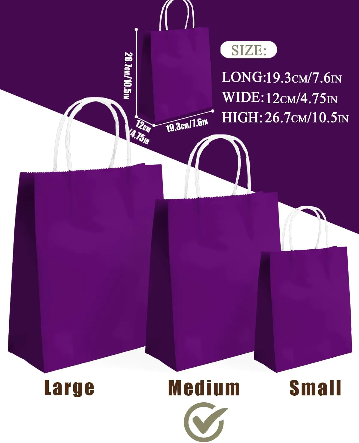 qiqee 30PCS Medium Gift Bag with Handles Bulk 11"x5"x8" Gift Bags Green Lotus Purple Bags Multiple Uses (Medium Size)