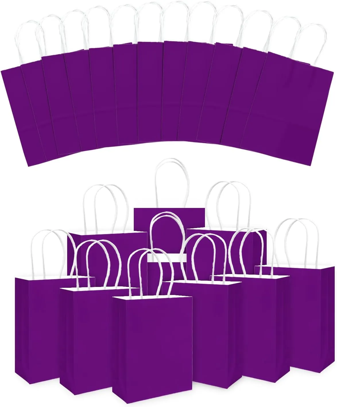 qiqee 30PCS Medium Gift Bag with Handles Bulk 11"x5"x8" Gift Bags Green Lotus Purple Bags Multiple Uses (Medium Size)