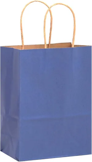 qiqee 32-Packs Deep Blue Paper Gift Bags with Handles Bulk 8.26"×6"×3.15" Small Size Gift Bags Multiple Uses（Small Size）