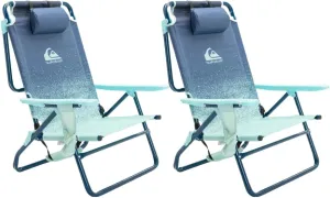 Quiksilver 2-Pack Beach Chair Bundle – Lightweight Folding Chairs with Adjustable Recline, Cup Holders, and Carry Bags – Portable and Durable Chairs for Beach, Camping, or Outdoor Events