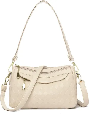 Quilted Hobo Bags for Women PU Leather Crossbody Purses Small Shoulder Handbag Trendy Tote Bag Satchel Bag
