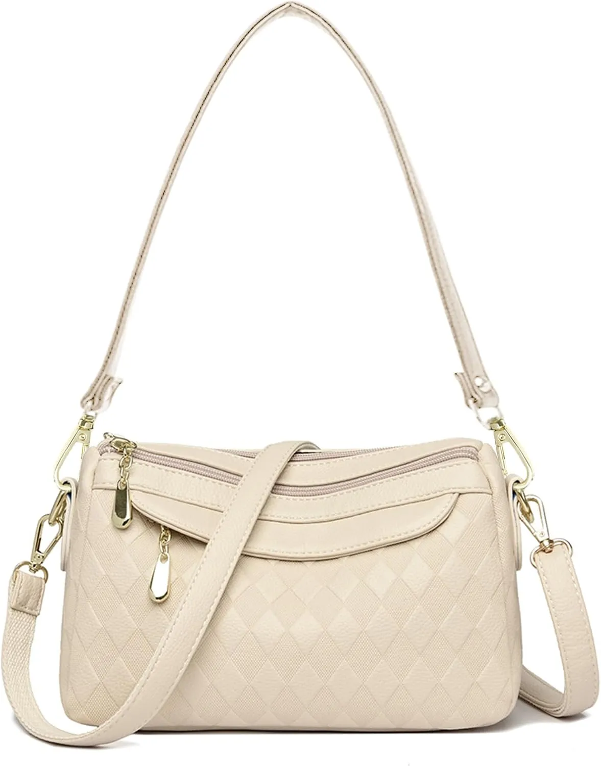 Quilted Hobo Bags for Women PU Leather Crossbody Purses Small Shoulder Handbag Trendy Tote Bag Satchel Bag