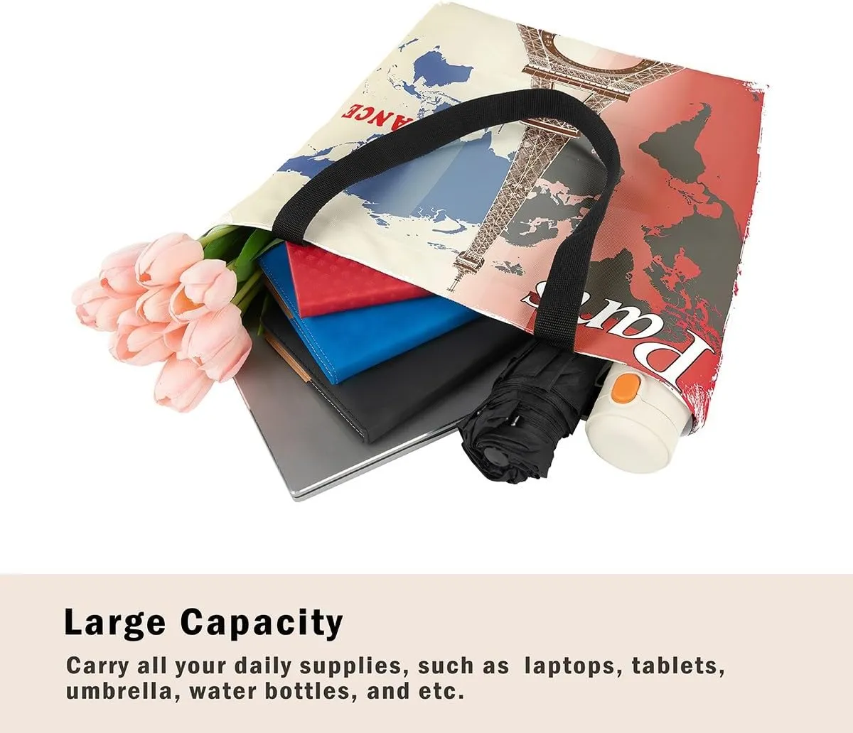 Rainbow Canvas Tote Bag for Women,Love Hearts Duffle Bag Colorful Cartoon Raindrop Reusable Grocery Shoulder Bag
