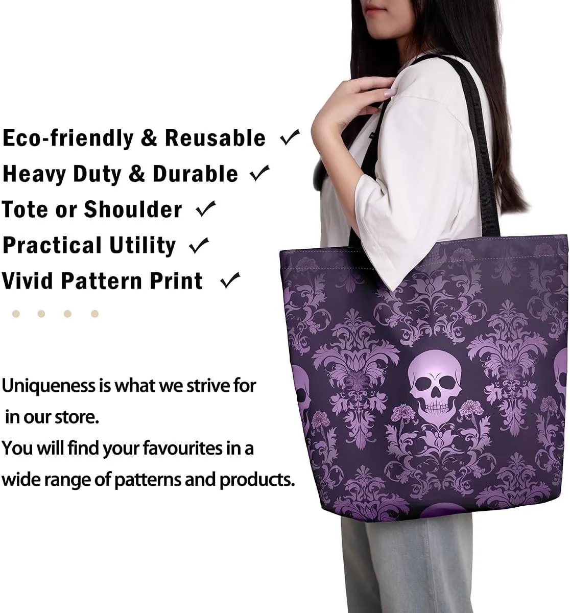 Rainbow Canvas Tote Bag for Women,Love Hearts Duffle Bag Colorful Cartoon Raindrop Reusable Grocery Shoulder Bag