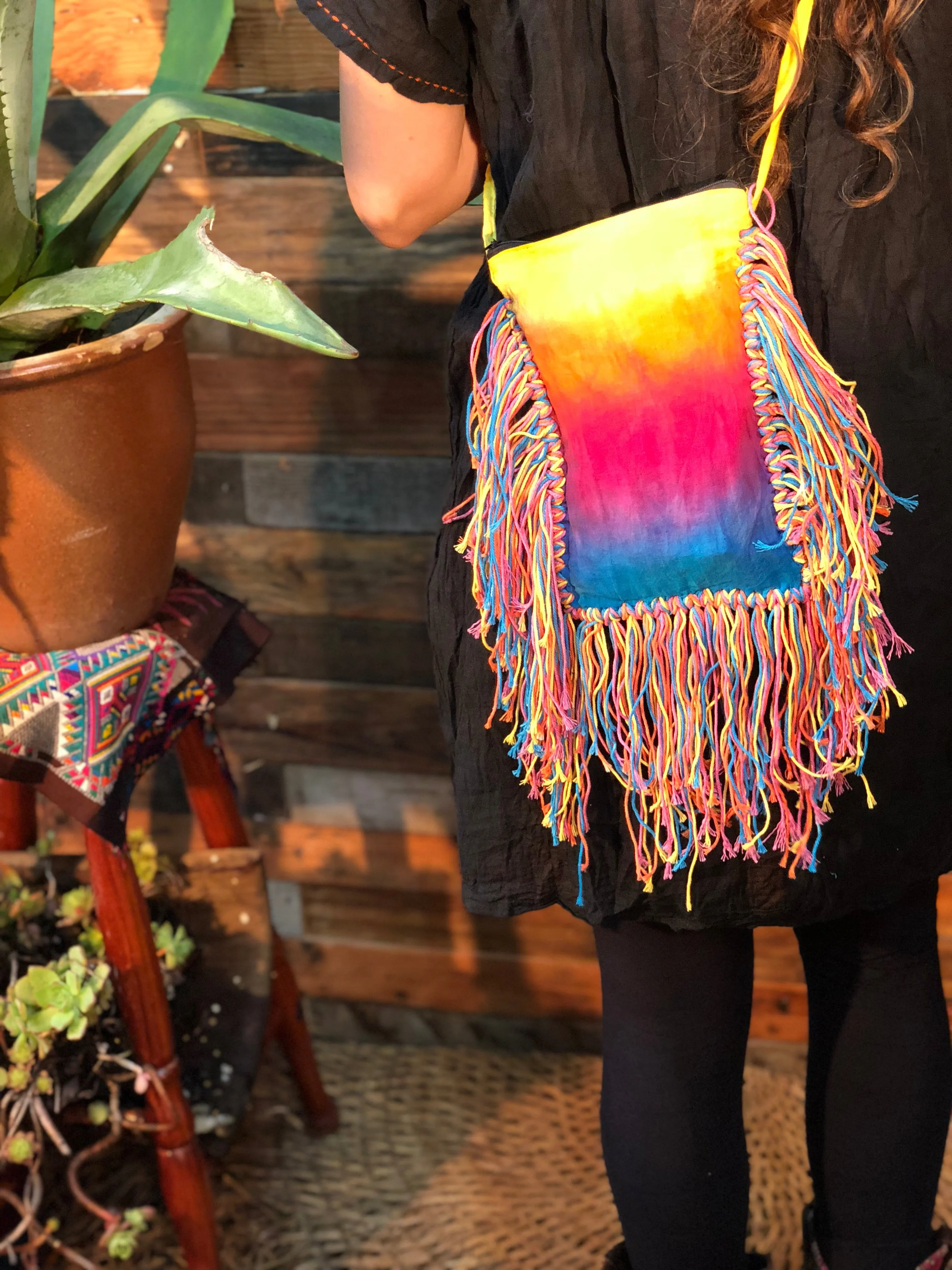 Rainbow tassle bags