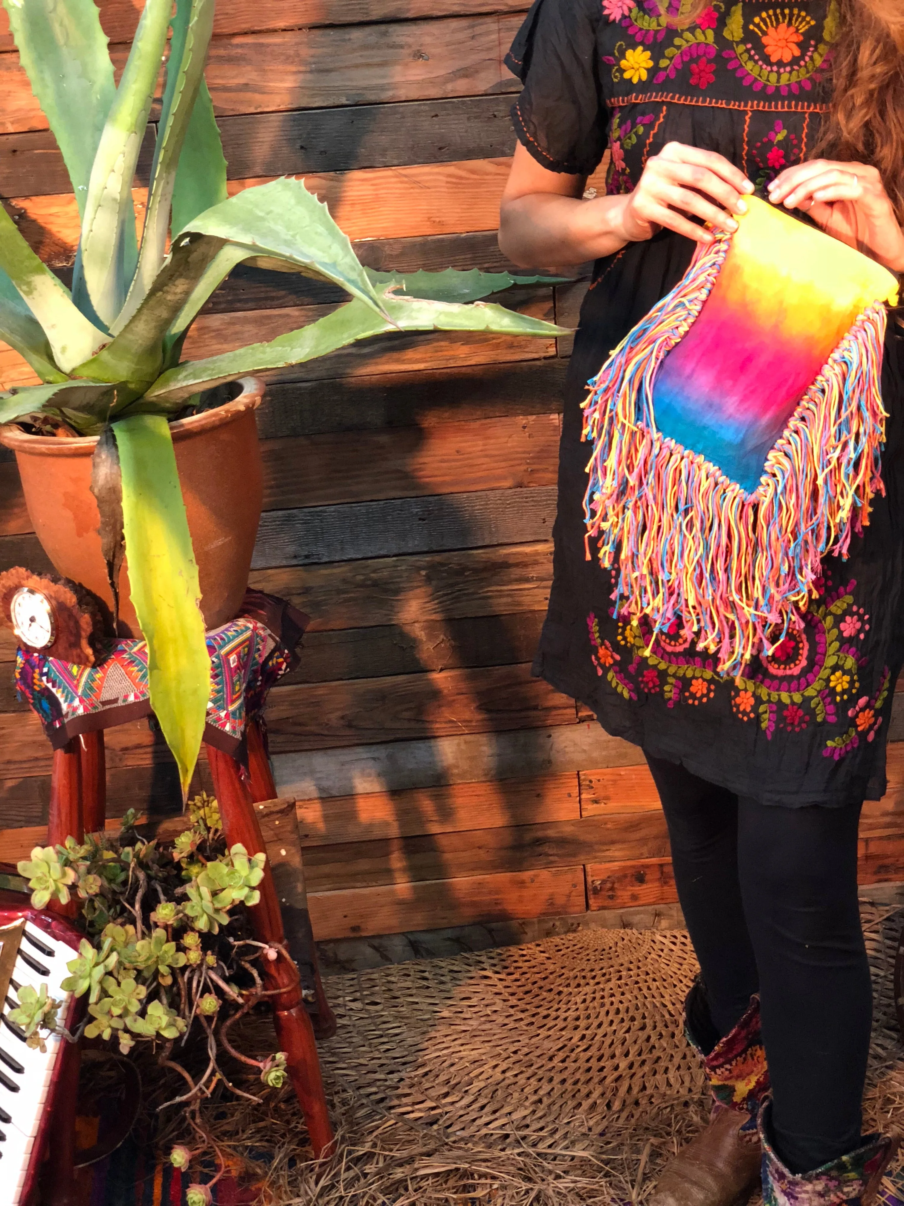 Rainbow tassle bags