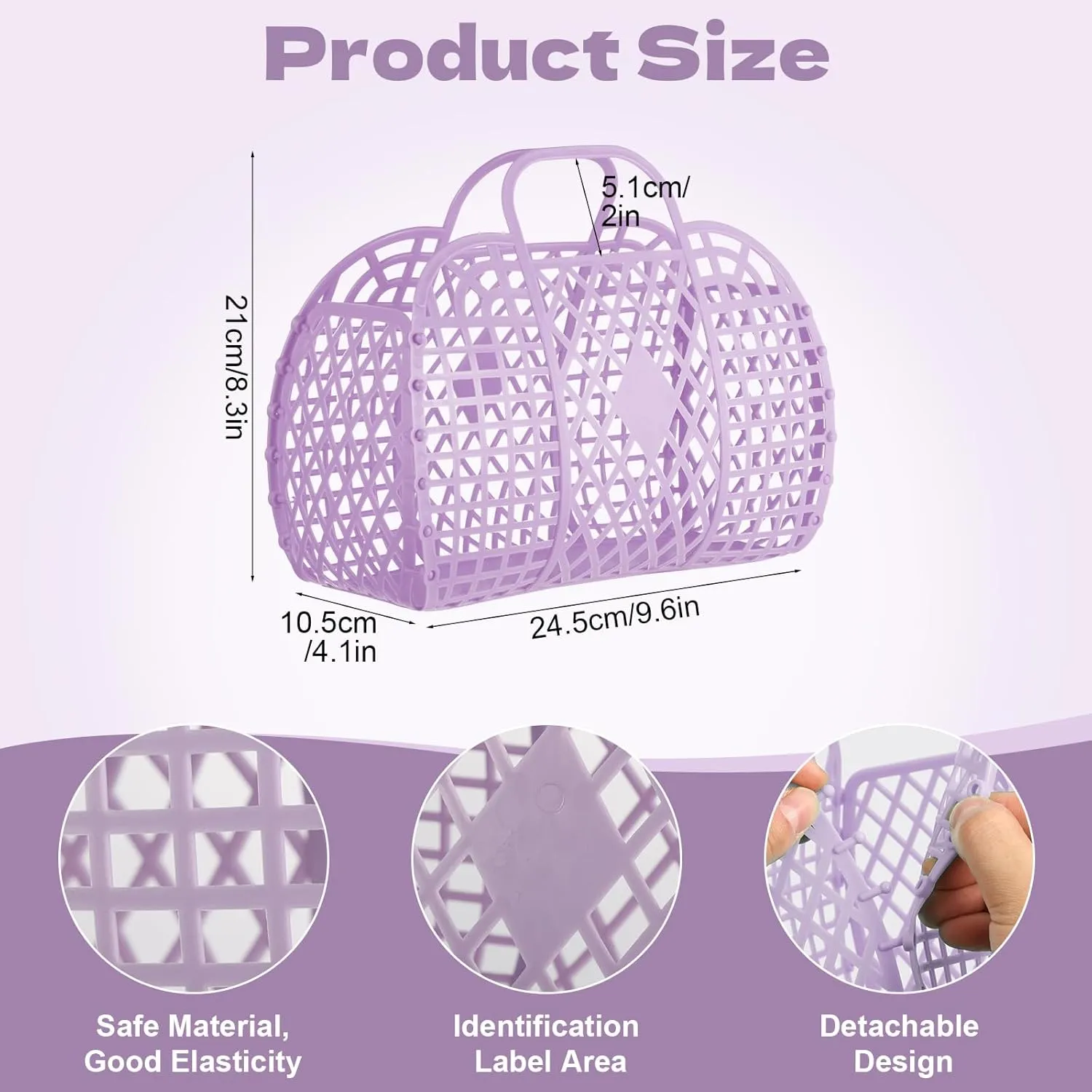 Rainmae 10 Pcs Jelly Purse Jelly Basket Beach Bags, Reusable Tote Beach Handbags, Plastic Beach Basket for Women Girls