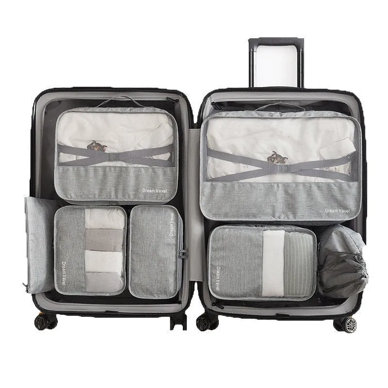 Realaiot 7PCS/Set High Quality New Oxford Cloth Ms Travel Mesh Bag In Bag Luggage Organizer Packing Cube Organiser For Clothing