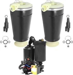 Rear Air Ride Suspension Air Spring Bags, Solenoids & Compressor Kit