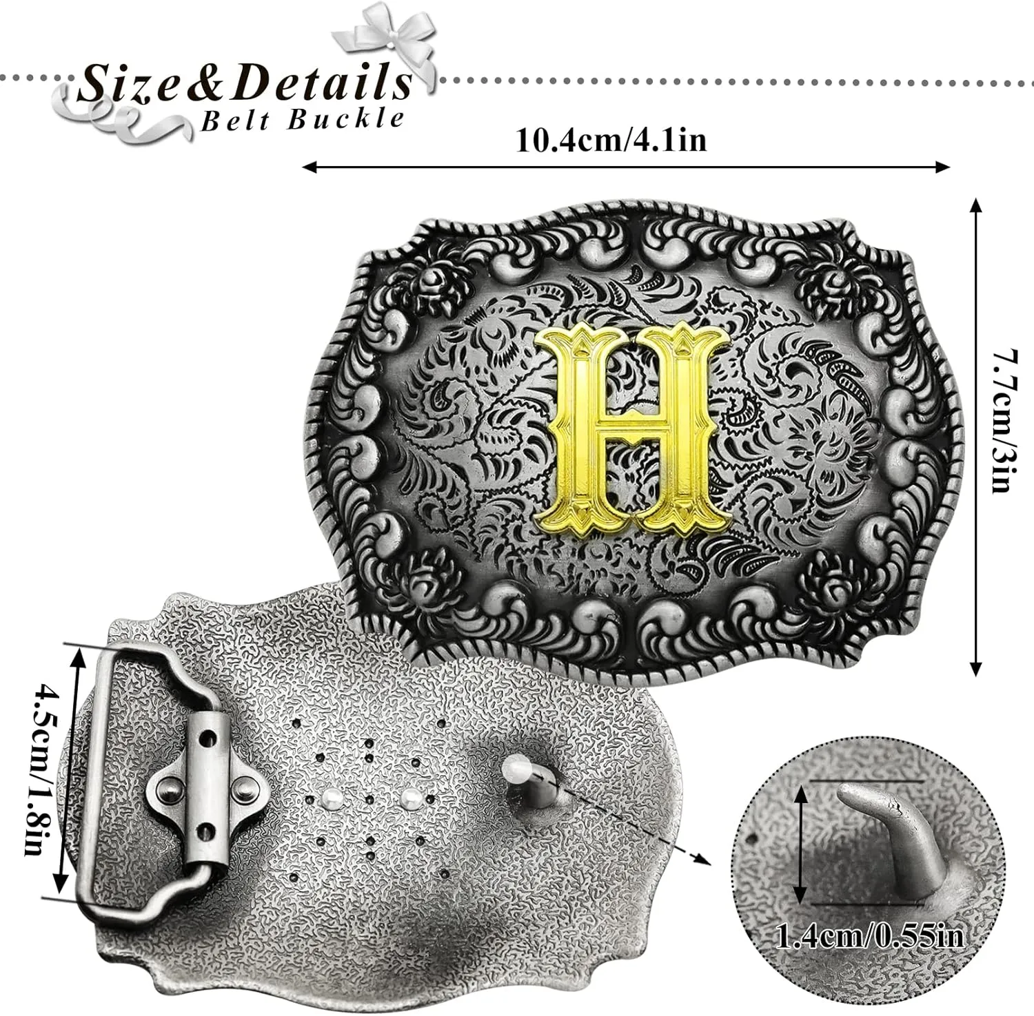 RechicGu 2 Pieces Western Cowboy Belt Buckle Bolo Tie Set Golden Initial Letter ABCJ to Z Rodeo Belt Buckles for Women Men