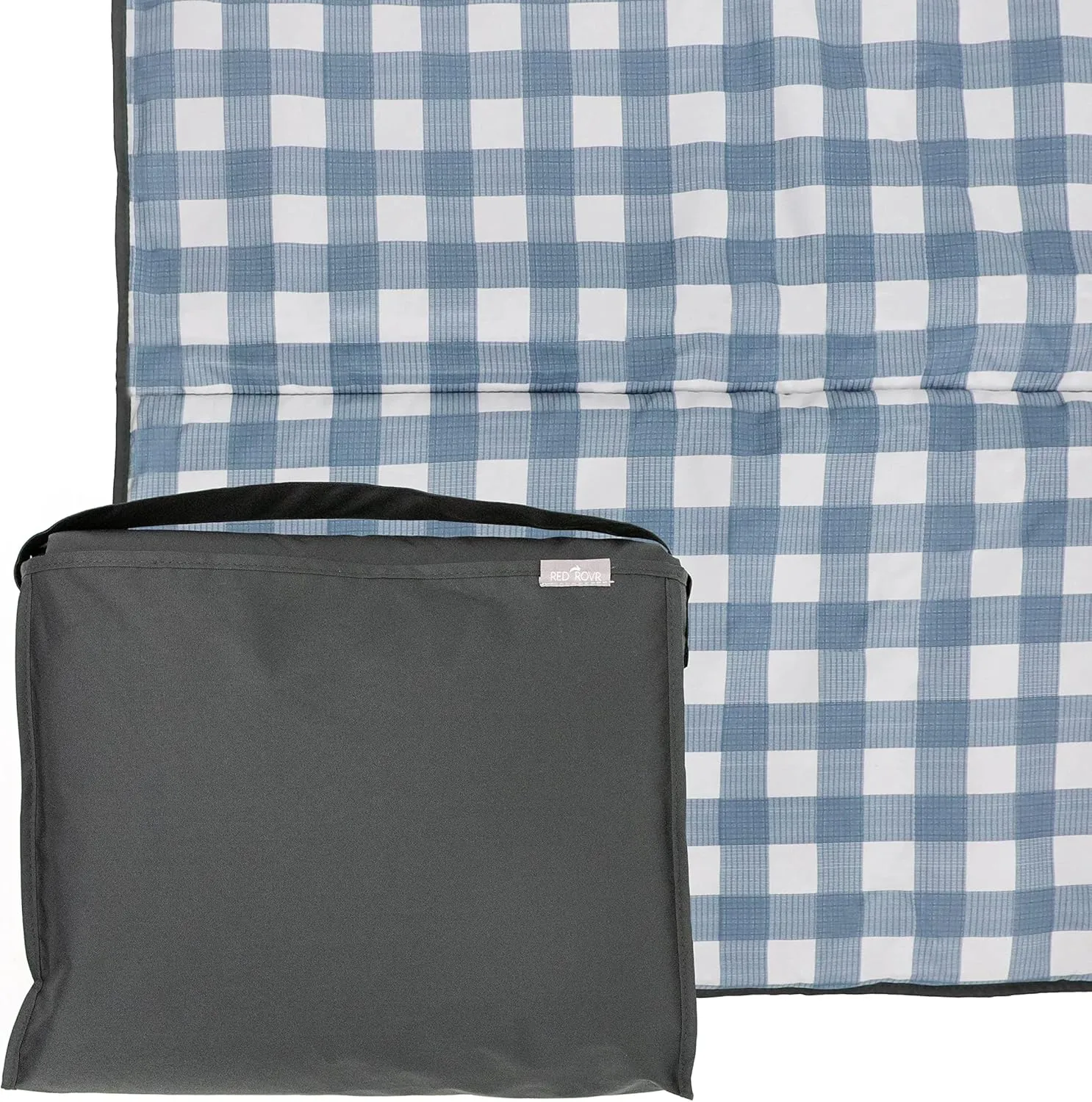 RED ROVR Large Indoor/Outdoor Adventure Blanket |for Parks, The Beach and Indoor activites |Compact with Shoulder Strap & Pocket (Picnic Blue)