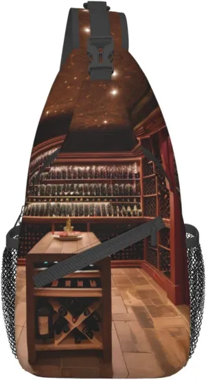 Red Wine Cellar Crossbody Bags Sling Backpackï¼ŒMultipurpose Cross body Shoulder Bag for Men and Women Chest Bag Travel Hiking Daypack