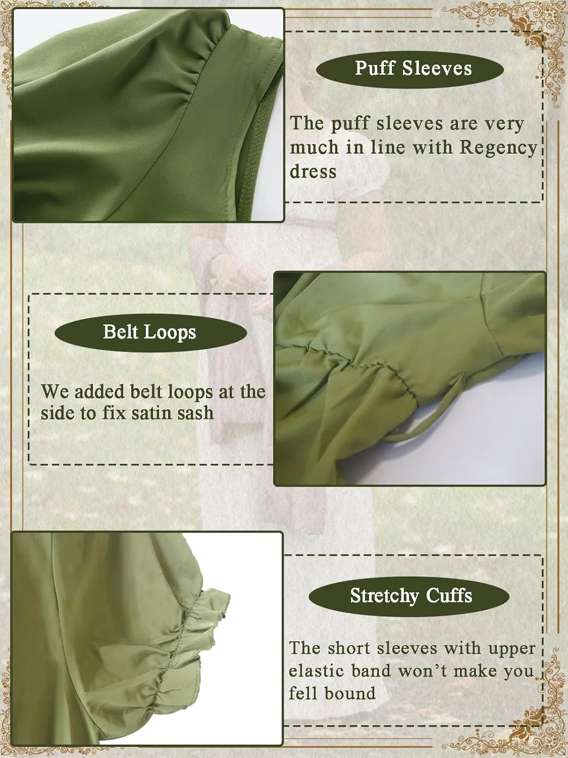 Regency Dresses for Women Regency Era Dress Empire Waist Victorian Tea Party Ball Gown with Satin Sash