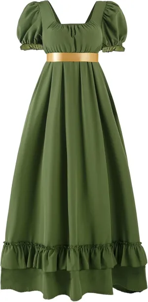 Regency Dresses for Women Regency Era Dress Empire Waist Victorian Tea Party Ball Gown with Satin Sash