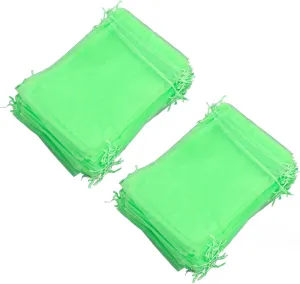 Reusable Fruit Netting Bag 100PCS Mesh Barrier Green Drawstring Closure for Plant Flower Fruit Trees Harvest (15 * 20cm)