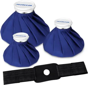 Reusable Ice Bags for Injuries，Hot & Cold Therapy and Pain Relief with Elastic Breathable Support Strap, Hot Water Bag, 4-Pack, 3 Sizes (6"/9"/11")