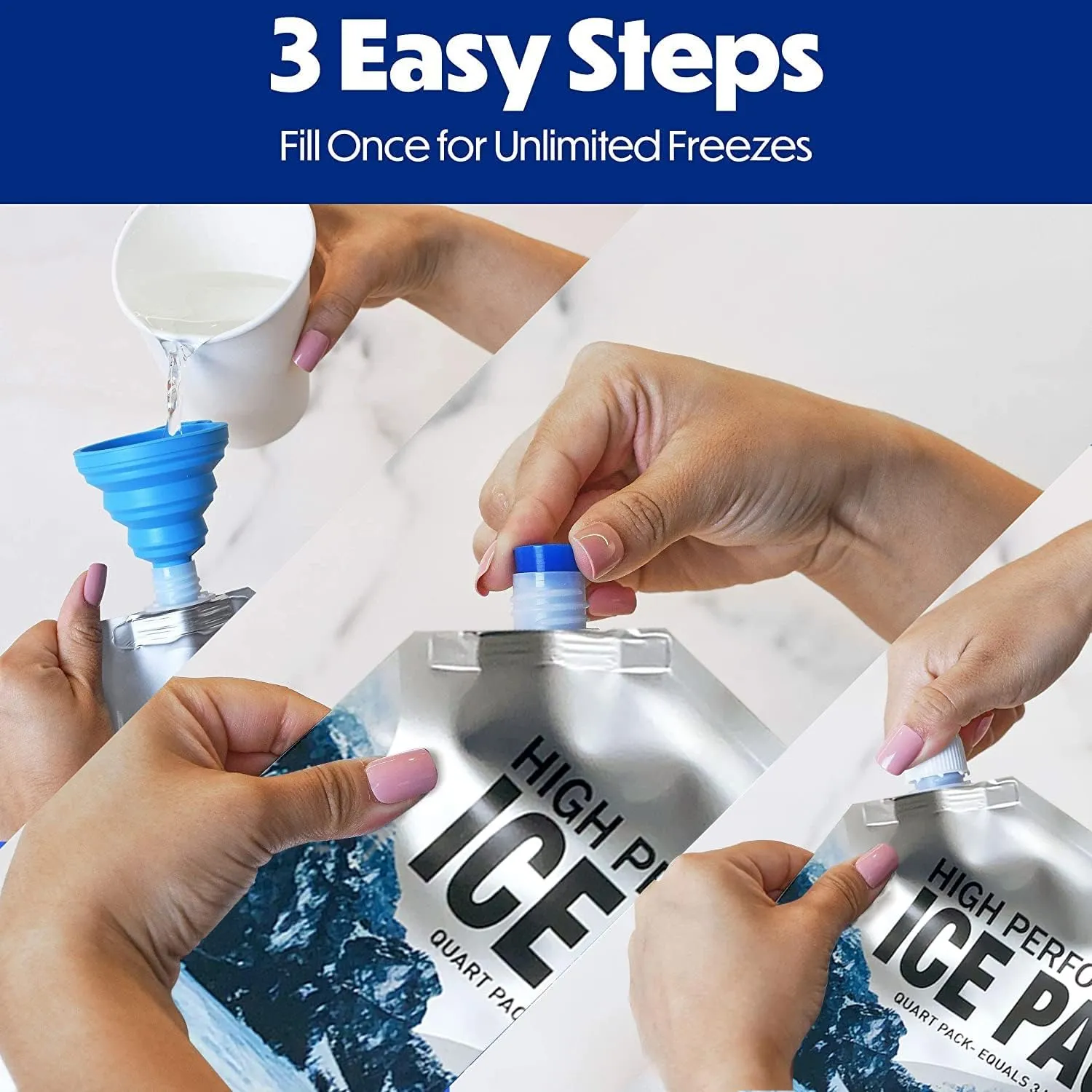 Reusable Ice Packs for Coolers Long Lasting Gel Freezer Packs for Cooler Bag Backpacks, Lunch Box, Cooler Bag, Keeps Food Cold Fresh (Set of 5)