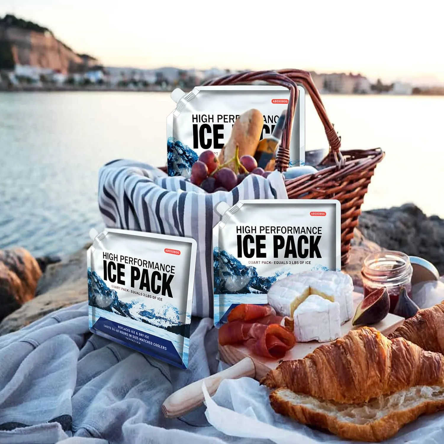 Reusable Ice Packs for Coolers Long Lasting Gel Freezer Packs for Cooler Bag Backpacks, Lunch Box, Cooler Bag, Keeps Food Cold Fresh (Set of 5)