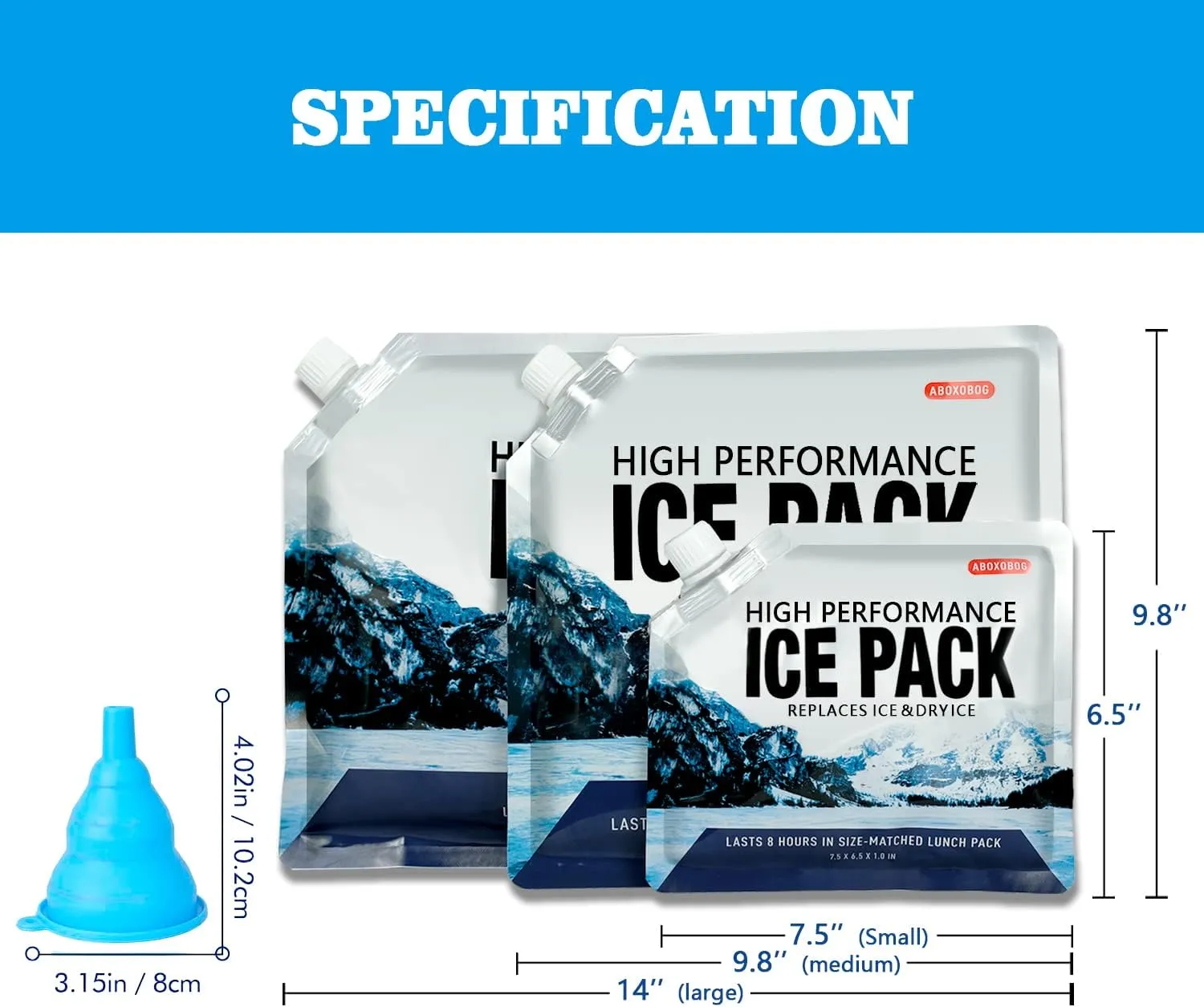 Reusable Ice Packs for Coolers Long Lasting Gel Freezer Packs for Cooler Bag Backpacks, Lunch Box, Cooler Bag, Keeps Food Cold Fresh (Set of 5)