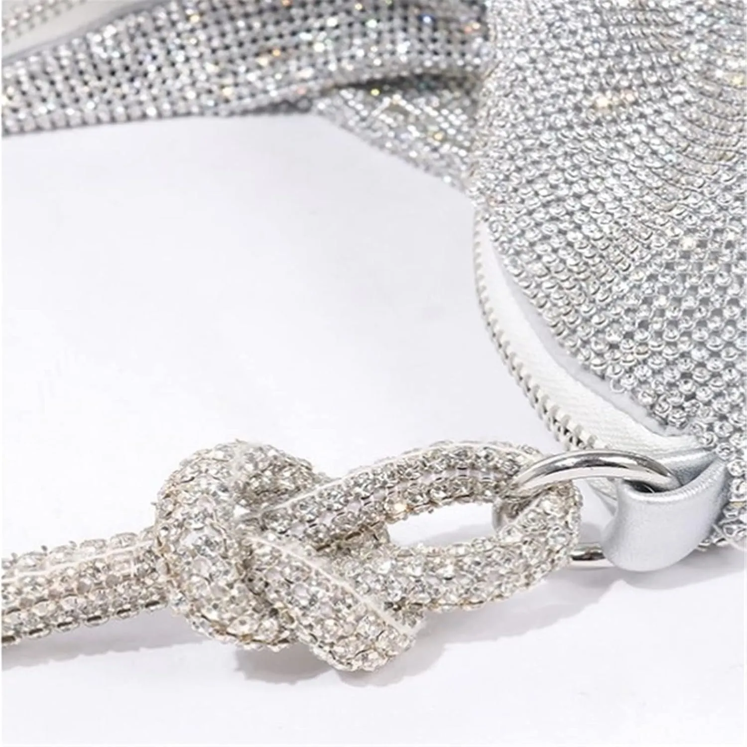 Rhinestone Hobo Bag For Women Chic Sparkly Evening Handbag Shiny Silver Clutch Bling Purse For Party Club Wedding