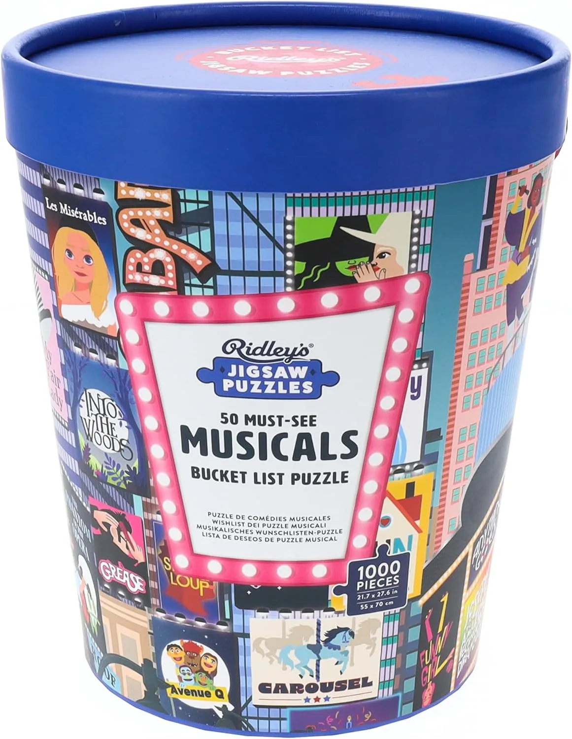 Ridley's: 50 Must-See Musicals Bucket List 1000-Piece Puzzle|Unique Graphics of Popular Broadway Musicals in New York City|Room Décor After Completion|Great Gift for Musical Lovers