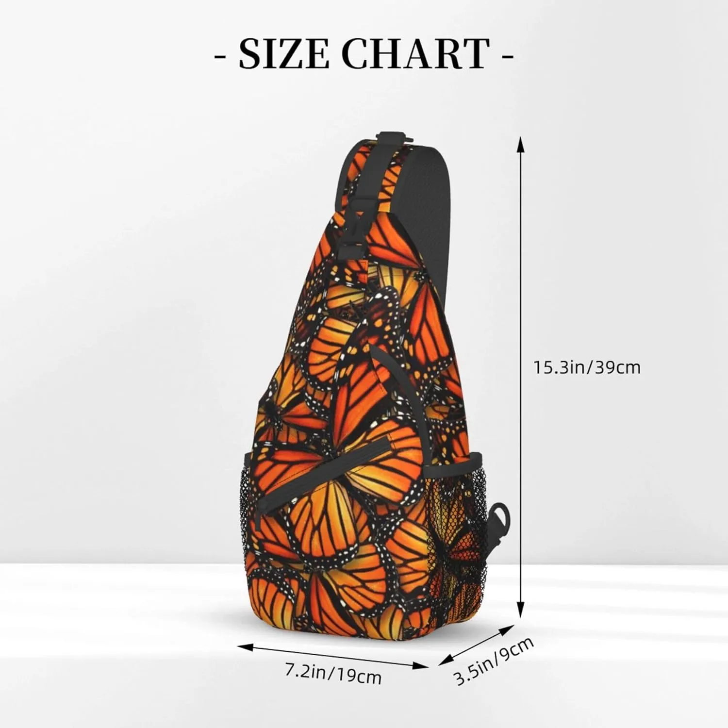RIMENCH Men Women Sling Bag Lightweight Chest Crossbody With Adjustable Strap For Picnics, Hiking, Beach, Gym Fashion beautiful orange monarch butterfly Daypack