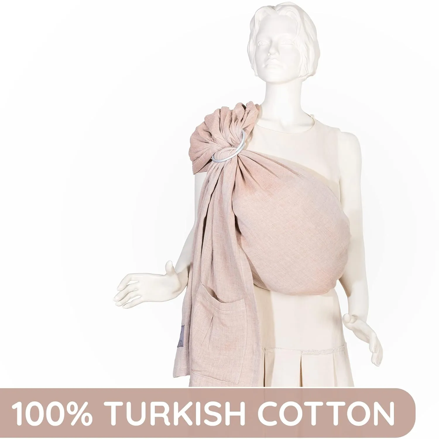 Ring Sling Baby Carrier 100% Cotton Muslin Front and Chest Newborn to Toddler Carrier Baby Sling (Sunset Rose)