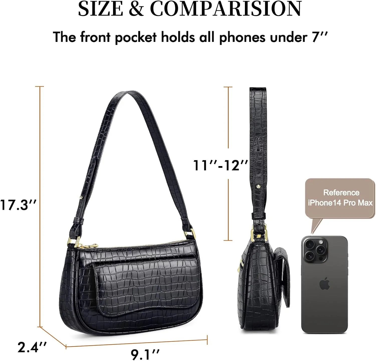 RONSIN Small Shoulder Bag for Women Mini Clutch Purse Tote Handbag Zipper Closure Crossbody Hobo Purse