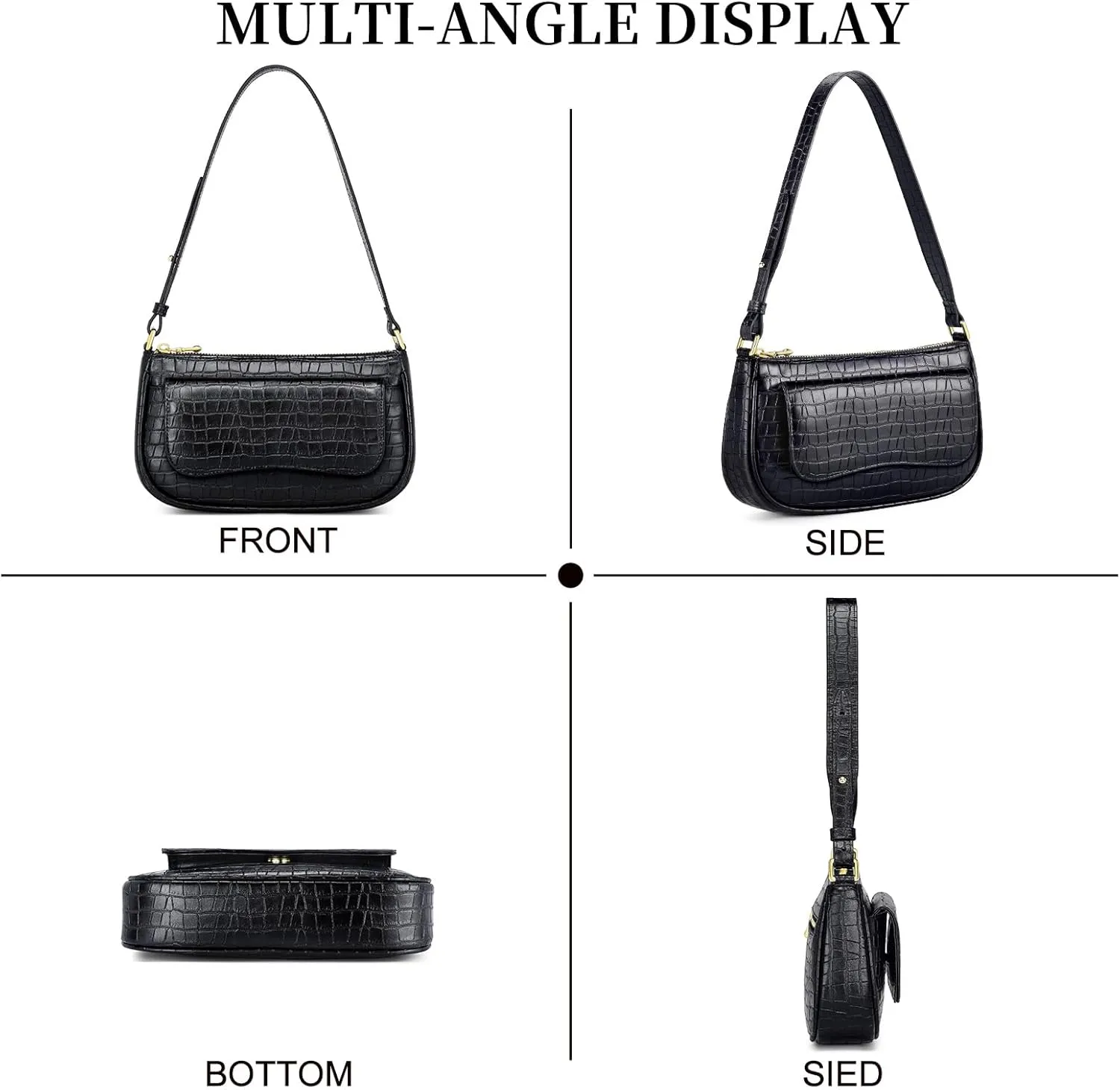 RONSIN Small Shoulder Bag for Women Mini Clutch Purse Tote Handbag Zipper Closure Crossbody Hobo Purse