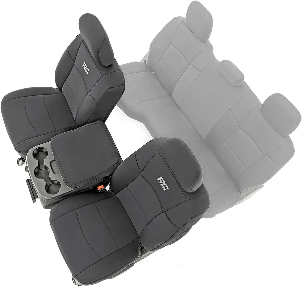 Rough Country Neoprene Front Seat Covers for Ram 2500 (2019-2024) with Bucket Seats - Waterproof & UV Resistant, Foam Padded, Front Seat Cover Set