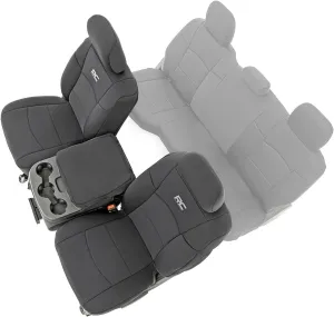 Rough Country Neoprene Front Seat Covers for Ram 2500 (2019-2024) with Bucket Seats - Waterproof & UV Resistant, Foam Padded, Front Seat Cover Set